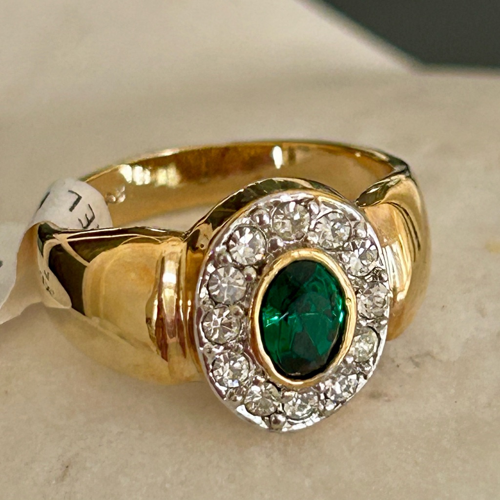 Swarovski Crystals 18k Gold Plated Vintage Designer Ring